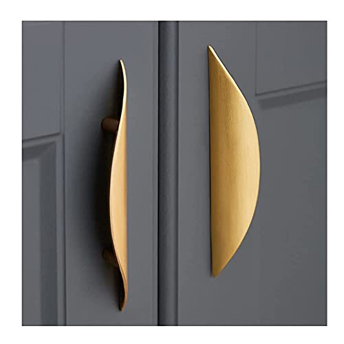 Primst 4 Pack Brushed Gold Cabinet Pulls, 3-3/4in Hole Centers Kitchen Cabinet Handles, Matte Gold Half Moon Cupboard Hardware for Kitchen Drawers, Dresser, Bathroom Vanity - color: Gold, size: L-4PCS