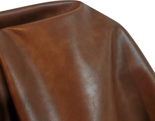 Antiqued Cognac Tan Vegan Faux Leather Synthetic Pleather 0.9 mm Madison 1/2 Yard 18-20 inch Wide x 54 inch Length Soft Smooth Upholstery Half Yard (18" x 54") (Antiqued Cognac) - color: Antiqued Cognac