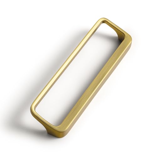 Goo-Ki Brushed Gold Cabinet Pulls with Hole Center 5''(128MM),Modern Zinc Alloy Finger Pulls for Drawer,Wardrobe,Cupboard,6 Pack - color: Brushed Gold, size: 5'' HOLE CENTERS