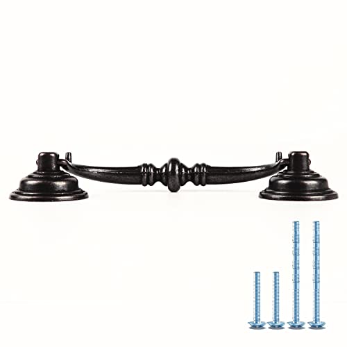 6-Pack 4 1/4 Inch Shabby Chic Drawer Pulls Handles Antique Black Kitchen Cabinet Drop Bail Pulls Handles 108mm CC(6, 4.25" Hole Center/Antique Black) - color: 4.25" Hole Center/Antique Black