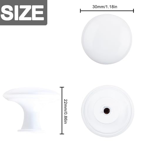 20 Pack White Kitchen Cabinet Knobs Round Drawer Pulls - color: White