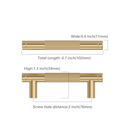 Asidrama 10 Pack 3 Inch(76mm) Champagne Bronze Cabinet Pulls Knurled Cabinet Handles Cupboard Handles Kitchen Cabinet Hardware for Cupboard Drawer Pulls - color: Champagne Bronze, size: 3" Hole Center, style: 10 Pack