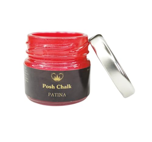 Posh Chalk PC0404 Aqua Patina - Red Medium Cadium 30ml - Water-Based Gilding Wax - Bright, Vibrant, Shiny - DIY Craft Upcycling Furniture - Thick Gooey – Artisan Quality - color: Red Medium Cadium