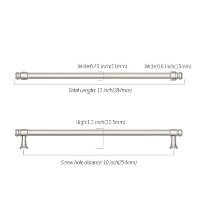 Asidrama 10 Pack 10 Inch Brushed Satin Nickel Kitchen Cabinet Handles - color: Brushed Satin Nickel, size: 10" Hole Center(254mm)