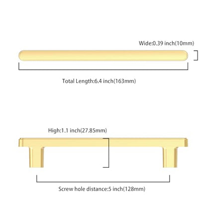 Asidrama 10 Pack 5 Inch(128mm) Brushed Gold Kitchen Cabinet Handles, Cabinet Pulls Kitchen Cabinet Hardware for Cupboard Drawer Pulls - color: Brushed Gold, size: 5" Hole Center, style: 10 Pack