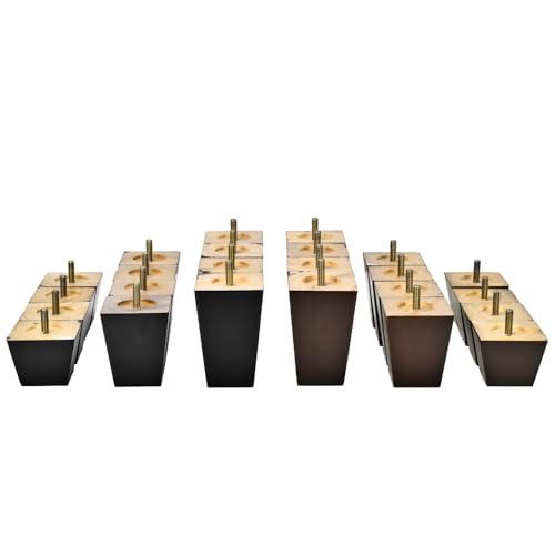 Maricome 3 Inches Furniture Feet for Couch Sofa Set of 4, Replacement Furniture Legs Square Wood Legs M8 Bolt Predrilled - color: Espresso, size: 3 Inch