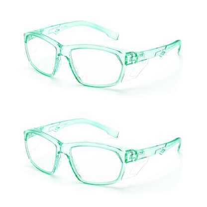 ProtectX Stylish Safety Glasses Anti-Fog Scratch Jade Clear - 2PC - color: 2 Pack Jade