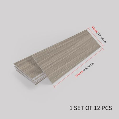 Tile Stickers for Kitchen, 12pcs Wooden Effect Wall Sticker 3D Wall Panels Peel and Stick Wall Tile Backsplash for Bathroom Retro Self Adhesive Waterproof Subway Tiles DIY-4"x12"
