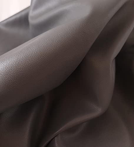 NAT Leathers Gray Smooth Vegan Faux Leather Fabric Sheet Synthetic Pleather 0.9 mm 1/2 Yard 18-20 inch Wide x 54 inch Length Soft Smooth Upholstery Half Yard (18" x 54") (Grey) - color: Grey