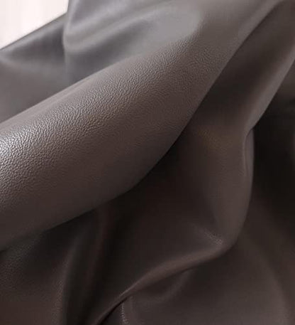 NAT Leathers Gray Smooth Vegan Faux Leather Fabric Sheet Synthetic Pleather 0.9 mm 1/2 Yard 18-20 inch Wide x 54 inch Length Soft Smooth Upholstery Half Yard (18" x 54") (Grey) - color: Grey