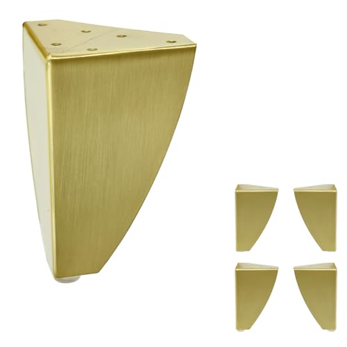 Set of 4 Classic Style Sofa Cabinet Tables with Heavy-Duty Metal Legs – Durable Furniture for Living Room, Entryway, and Bedroom (Brushed Brass, 6" H) - color: Brushed Brass, size: 6"H