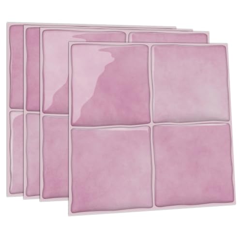 4 Sheets Blush Pink 6"x6" Peel and Stick Subway Tile Backsplash - color: Blush Pink, size: 4 Pcs 6" x 6" x 0.05"