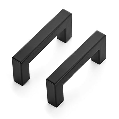 Ravinte Hardware Matte Black Cabinet Handles Drawer Pulls 3 Inch CC 10 Pack - color: Matte Black Square, size: 3" Hole Center