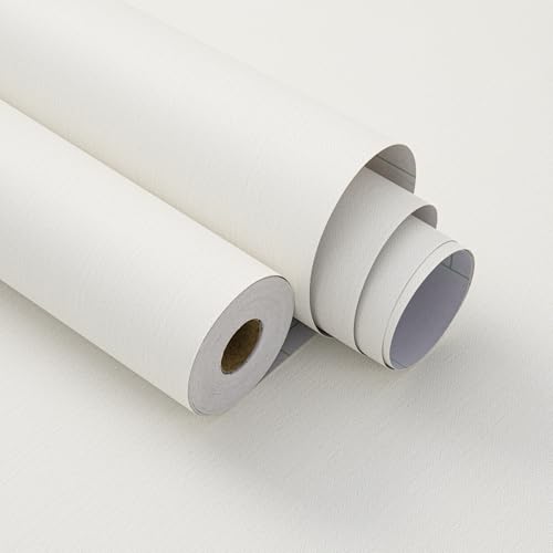 Haimin Fabric Wallpaper 24" x 393" Peel and Stick Textured Contact Paper - color: Off-White