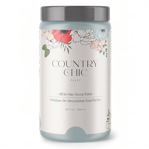 Country Chic All-in-One Chalk Paint for Furniture, Cabinets, Home Decor, Eco-Friendly, Matte Finish, Built-In Primer & Top Coat for Wood, Metal - Belle of the Ball (Light Blue) - Quart 32 oz (950 ml) - color: Belle of the Ball, size: 32 Fl Oz (Pack of 1)