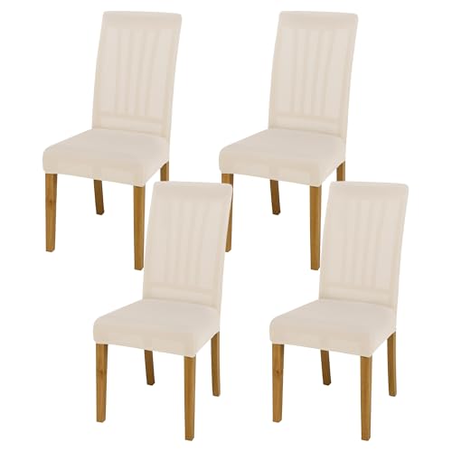 Dining Chair Covers, Stretch Seat Covers, Washable Furniture Protector - color: .Beige, size: ‌Milk Silk