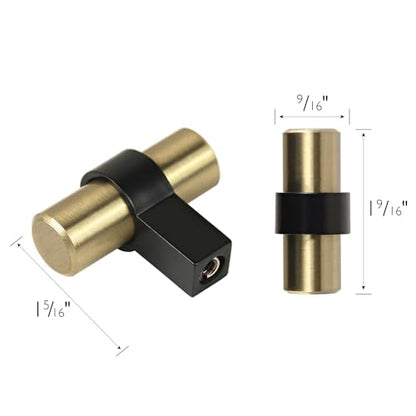 Design House Emery Cabinet Knob, Satin Gold, Matte Black - color: Satin Gold/Matte Black, size: One-Size Knob 5-Pack, style: Emery
