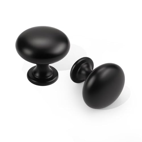 12 Pack Matte Black Cabinet Knobs,1-3/16 Inch(29.5mm) Solid Drawer Knobs,Black Kitchen Cabinet Pulls,Round Dresser Knobs, Modern Drawer Pulls for Dresser Drawers - color: Matte Black