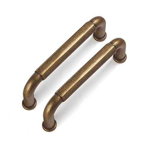Goo-Ki 6 Pack 3 Inch （76mm） Hole Center Cabinet Pulls Antique Brass Zinc Alloy Kitchen Drawer Pulls Drawer Handles 3.45 Inch Length 2201-GT-76 - color: Antique Brass, size: 3 Inch Hole Centers