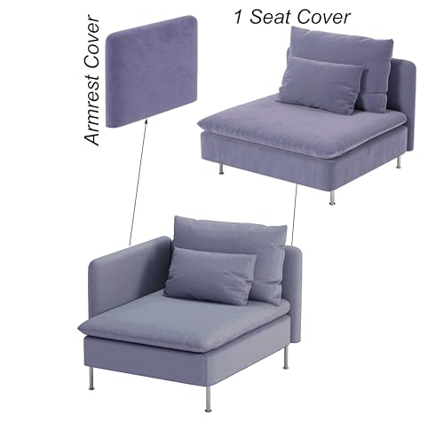 Heavy Velvet SODERHAMN Chair Cover Compatible with IKEA Sofa Slipcover - color: Velvet Light Blue, size: 1 Seat Section