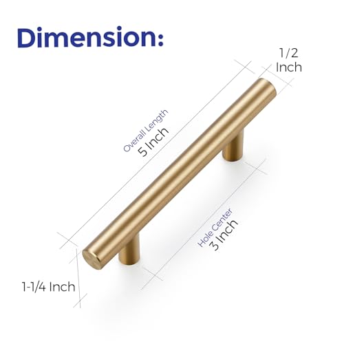 Ravinte Cabinet Handles,5" Length,3" Hole Center,Champagne Bronze,3 Pack - color: Champagne Bronze