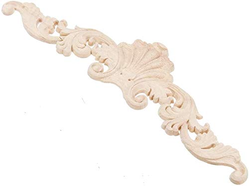4PCS Wood Carved Corner Onlay Applique Door Cabinet Unpainted Home Furniture Decorations (20cmx5cm) - size: 20cmx5cm