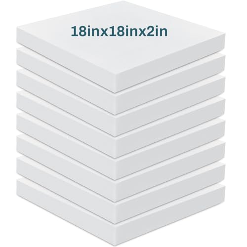 Frienda 8 Pack 2" x 18" x 18" Upholstery High Density Craft Foam - size: 2" x 18" x 18"