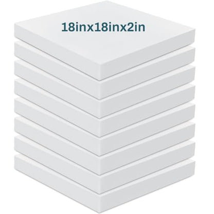Frienda 8 Pack 2" x 18" x 18" Upholstery High Density Craft Foam - size: 2" x 18" x 18"