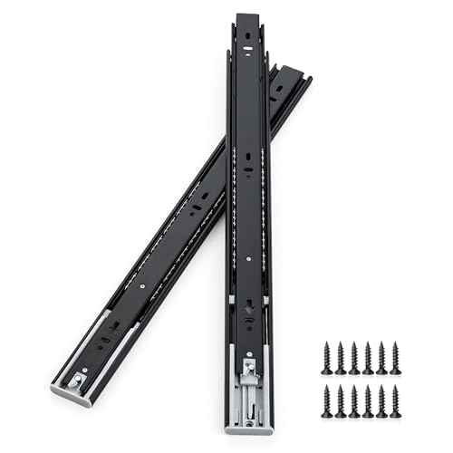 18 Inch Full Extension Drawer Slides, Heavy Duty Side Mount, 5 Pairs, Black - size: 18 Inch