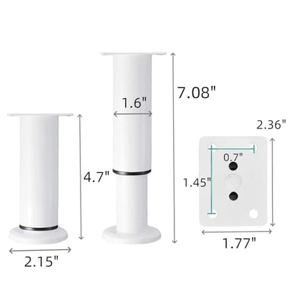 4Pcs White Adjustable 4.7-7.08 Inch Metal Furniture Legs for Cabinet Sofa - color: White, size: 4.7"-7.08"-Set of 4