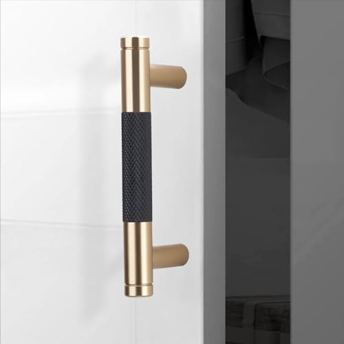 10 Pack 3 Inch Black and Champagne Bronze Kitchen Cabinet Handles - color: Black And Champagne Bronze, size: 3'' Hole Center(76mm)