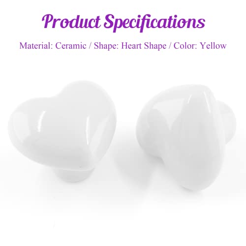 2pcs Ceramic Heart White Drawer Knobs, Cute Cabinet Pulls for Kids - color: White + Heart Shape, size: 2 Pack