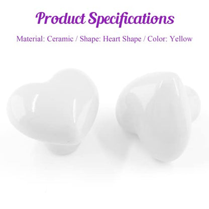 2pcs Ceramic Heart White Drawer Knobs, Cute Cabinet Pulls for Kids - color: White + Heart Shape, size: 2 Pack
