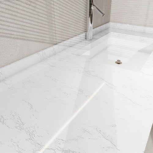 Glossy White Marble Contact Paper for Countertops Peel and Stick Wallpaper - color: White, size: 15.7" x 78.7"