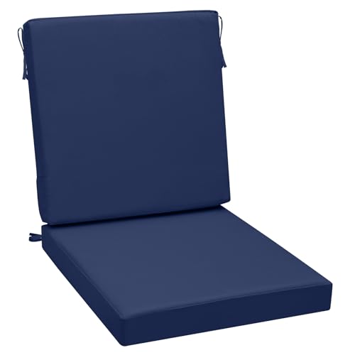 AAAAAcessories Outdoor Chair Cushions, 18 x 16.5 x 3 + 20 in, Set of 1 - color: Navy Blue, size: 18"x16.5"x3"/18"x20"x3"