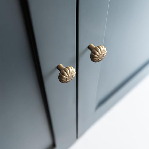 12 Pack Elegant Bloom Champagne Bronze Cabinet Knobs, Drawer Pulls for Kitchen, Dresser Cabinet Hardware for Bedroom, 1-1/4 Inches Diameter Handles - color: Champagne Bronze