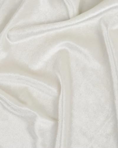 HOTGODEN White Stretch Velvet Fabric by The Yard: 63" Wide 2 Yards 95% Polyester 5% Spandex Velvet Fabric for DIY Sewing, Upholstery, Apparel, Costume, Craft - color: White, size: 2 Yard