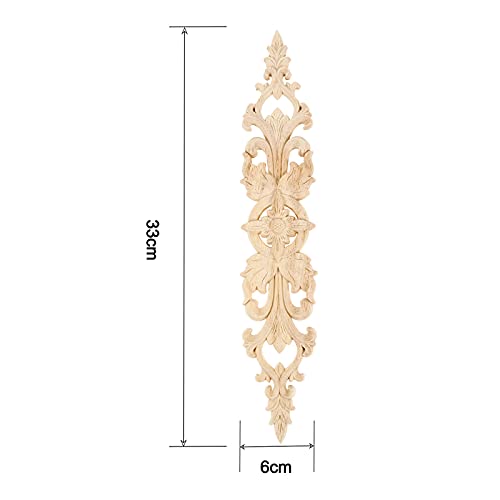 1Pc Wood Carved Appliques Long Wooden Carving Onlays Decals for Furniture - color: 1-Pack, size: 12.99" x 2.36"