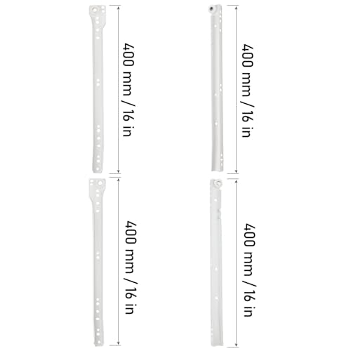 MOUYAT 6 Pairs 16 inch Bottom Mount Drawer Slide, Heavy Duty Drawer Rails with Mounting Screws, Replace Drawer Track Hardware, Fits Bottom/Side-Mounted Drawer, White