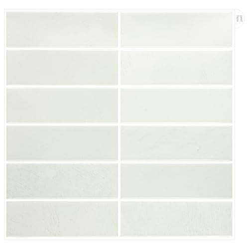 Peel and Stick Backsplash for Kitchen - New Upgrade 12" x 12" Large Premium Subway Tile, Grey White 10-Sheet - color: Grey White