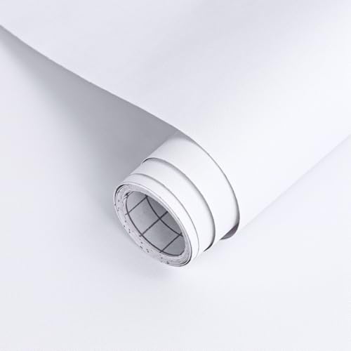 Arthome 17''x393'' White Contact Paper, Self Adhesive Wallpaper Waterproof PVC Vinyl, Oil Proof, White Vinyl Paper for Furniture Cover Surface, Countertop, Kitchen, Shelf Liner - color: White Matte, size: 17" x 393"