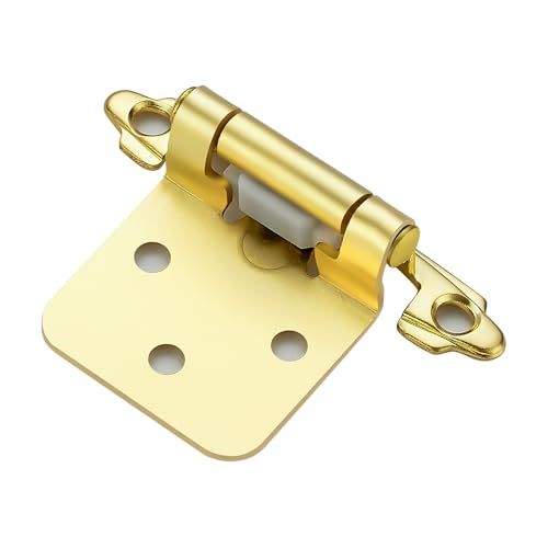 Gold Self-Close Cabinet Hinges, 1/2 Inch Overlay,20 Pack 10 Pairs - size: Semi Concealed 1/2 inch Overlay