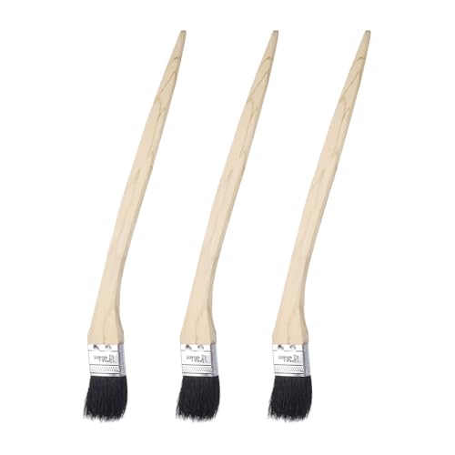 uxcell 3pcs Bent Radiator Paint Brush 1.5" Width Curved Wall Paint Soft Bristle Brushes with Long Wood Handle for Painting DIY Wall Treatment - size: 1.5"