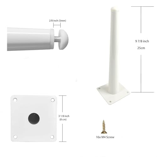 4pcs 9 7/8 inch (25cm) White Metal Furniture with Level Feet - color: White, size: 9 7/8 inch