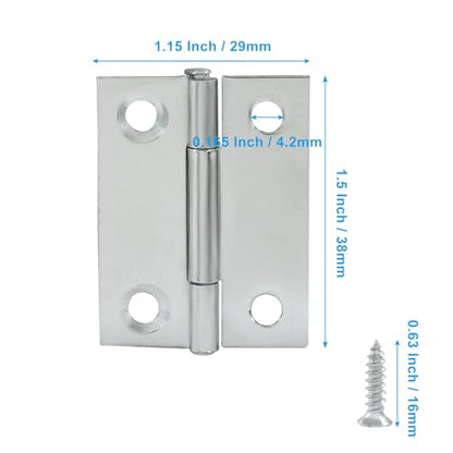 20 Pack 1.5 Inch Steel Butt Hinge, with Screws Craft DIY - size: 1.5 Inch