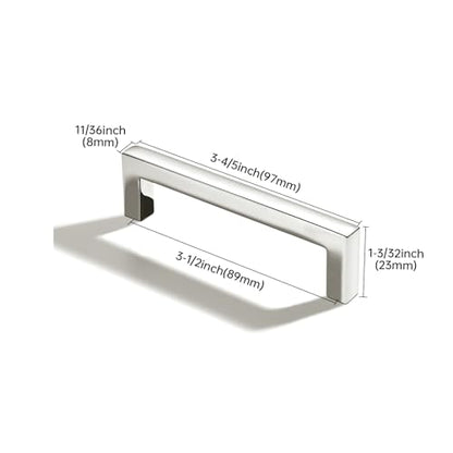 khtumeware 10 Pack 3-1/2 inch(89mm) Hole Center Polished Nickel Cabinet Pulls Solid Heavy-Duty Square Cabinet Handles Drawer Pulls Kitchen Cabinet Hardware Kitchen Handle - color: Polished Nickel, size: 3-1/2 inch(89mm) hole center