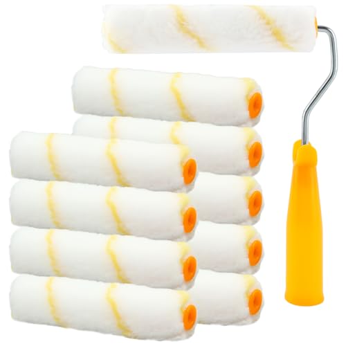 10Pack 6 Inch Paint Rollers Microfiber Paint Roller Cover with Roller Frame