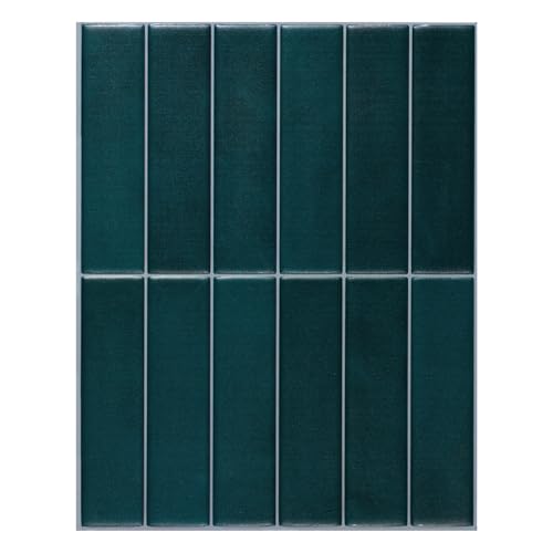 Smart Tiles Peel and Stick backsplash, Stacked Deep Teal, 11.43"x9" - color: Deep Teal