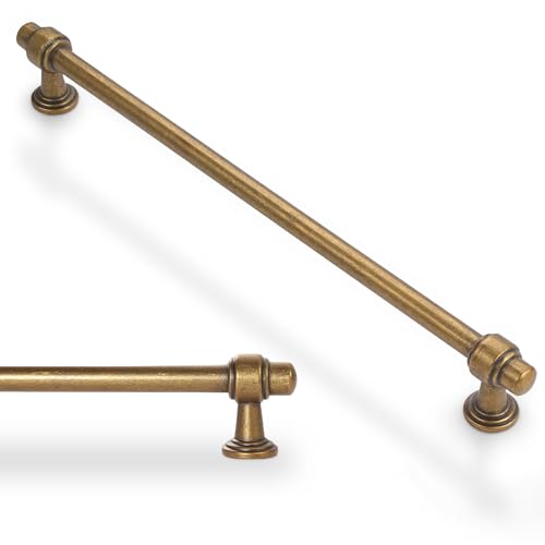 10 Pack 10 Inch Kitchen Cabinet Handles Antique Brass Cabinet Pulls Vintage Drawer Pulls Aged Kitchen Hardware - color: Antique Brass, size: 10'' Hole Center(254mm)