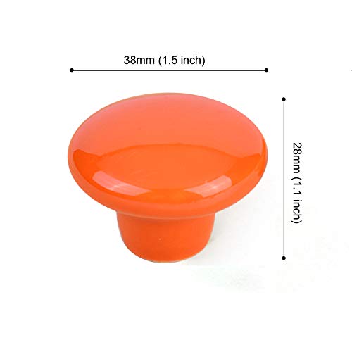 HUAMULAN Ceramic Cabinet Mushroom Knobs Dresser Drawer Pull Handles 15PCS - color: Orange